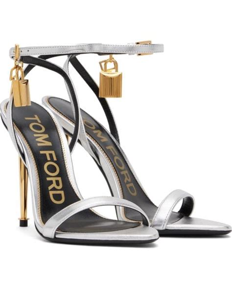 Tom Ford Padlock Pointy Naked Heeled Sandals In Metallic Lyst