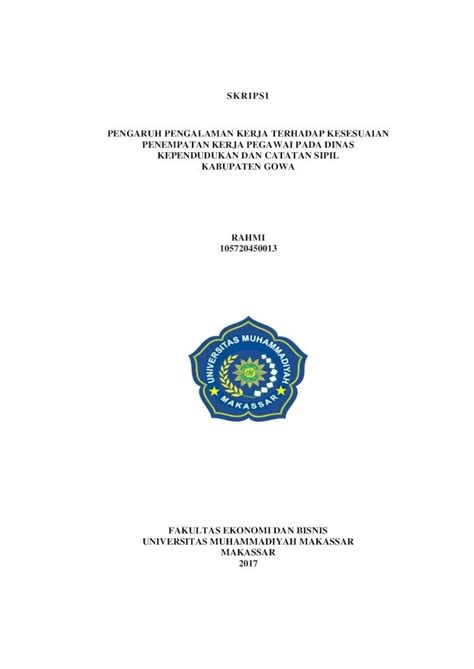 PDF SKRIPSI PENGARUH PENGALAMAN KERJA TERHADAP Pengalaman Kerja