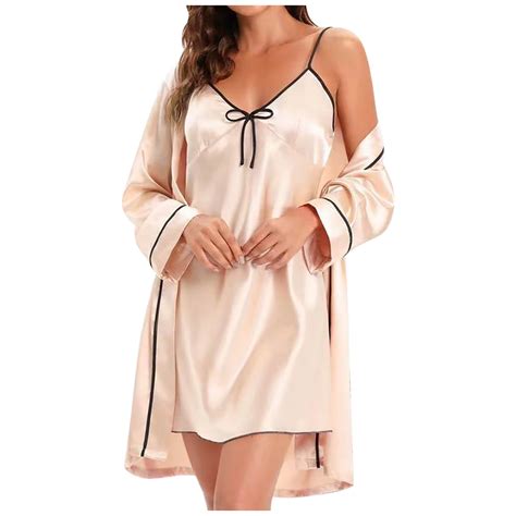 Byoimud Women S Lingerie Set Piece Satin Sleepwear Halter Nighty