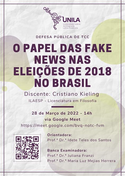 Defesa Pública de TCC O Papel das Fake News nas Eleições de 2018 no