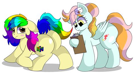 Safe Artist Rainbowtashie Lightning Dust Nurse Redheart