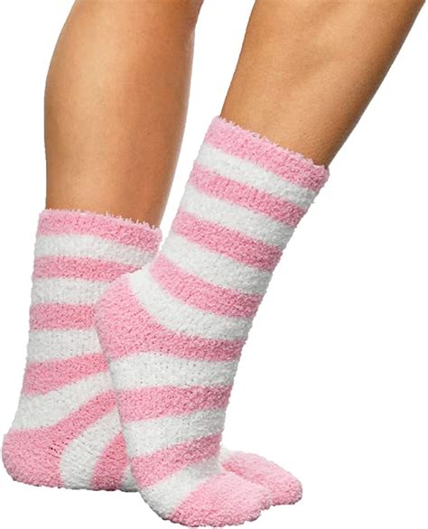 Arad Premium Soft Warm Microfiber Fuzzy Socks Striped Pink Fuzzy Socks Fuzzy Socks Comfy Socks