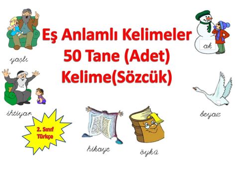 Ppt E Anlaml Kelimeler Tane Adet Kelime S Zc K Powerpoint