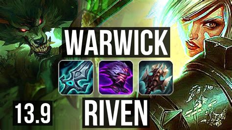 WARWICK Vs RIVEN TOP Rank 5 Warwick Quadra 8 Solo Kills