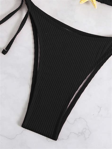 Ribbed Triangle String Bikini Set WoW Garments