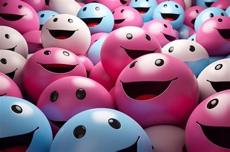 Premium Photo | A large group of pink and blue smiley faces