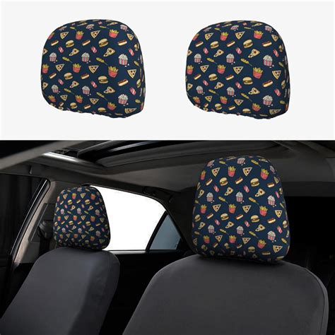 2 PCS Car Headrest Cover Fastfood Soft Car Seat Head Rest Cover