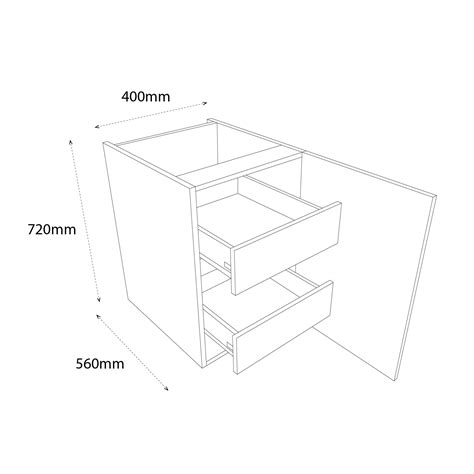 400mm Highline Base Unit With Type 3 Pull Out Internal Drawers Right