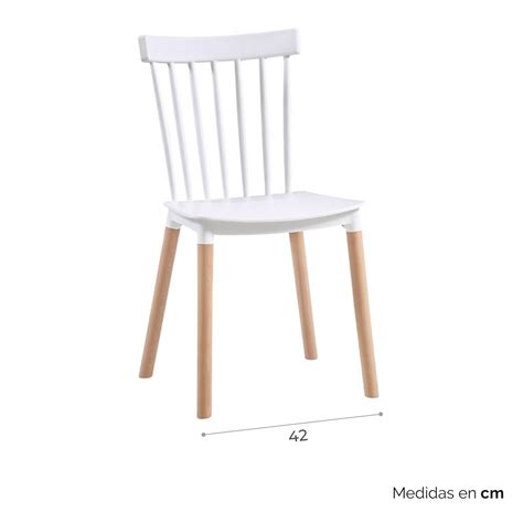 Silla Para Comedor Plástica En Blanco Y Fresno Teri Sillas