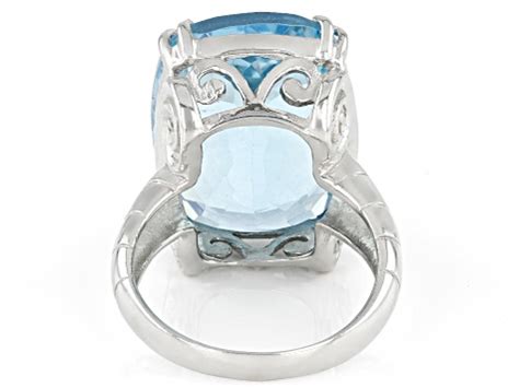 Sky Blue Glacier Topaz Rhodium Over Sterling Silver Ring 22 00ct