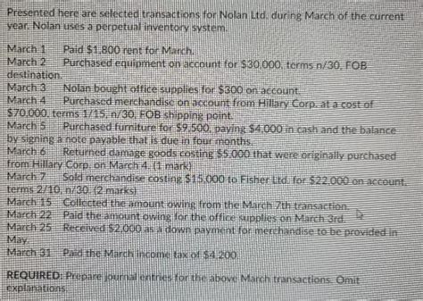 Solved Presented Here Are Selected Transactions SolutionInn