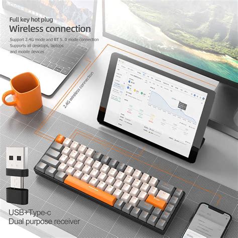 K68 Gaming Hot Swap Keyboard Bluetooth 5 0 2 4G 68 Keys Backlit For Mac And Windows From