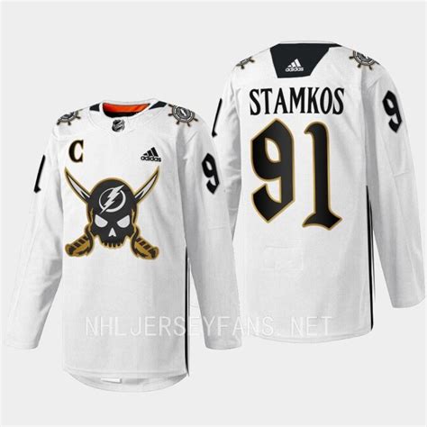 Tampa Bay Lightning Gasparilla inspired Steven Stamkos White Skull Logo Jersey - Best NHL Jersey ...