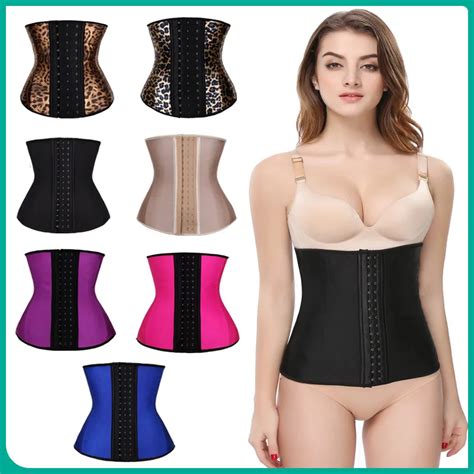 100 Latex Waist Trainer Modeling Strap Corsets Steel Slimming Sheath