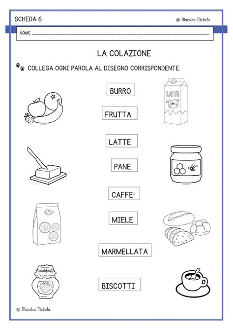 Collega La Parola Al Disegno Giusto Worksheet Workbook Parole