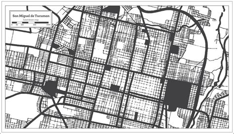 San Miguel De Tucuman Argentina City Map In Black And White Color In