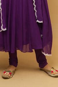 Buy Purple Georgette Embroidery Mirror Sweetheart Neck Anarkali Set For