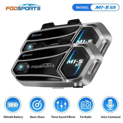 2pcs Fodsports M1-S AIR 오토바이 인터콤 헬멧 블루투스 헤드셋, FM 라디오 지원, 3 가지 음향 효과, 음악 공유.