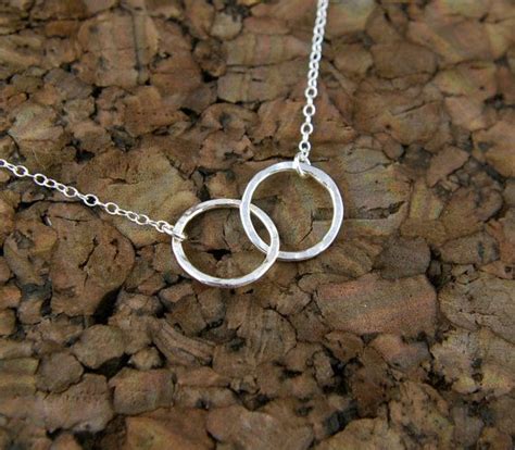 Hammered Interlocking Circles Necklace In Sterling Silver Hammered