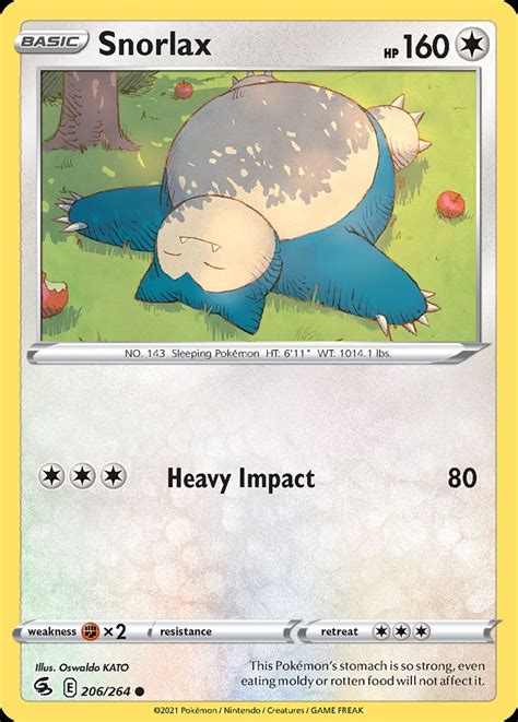 Snorlax 206 264 Fusion Strike Sword Shield Pokemon Trading Card