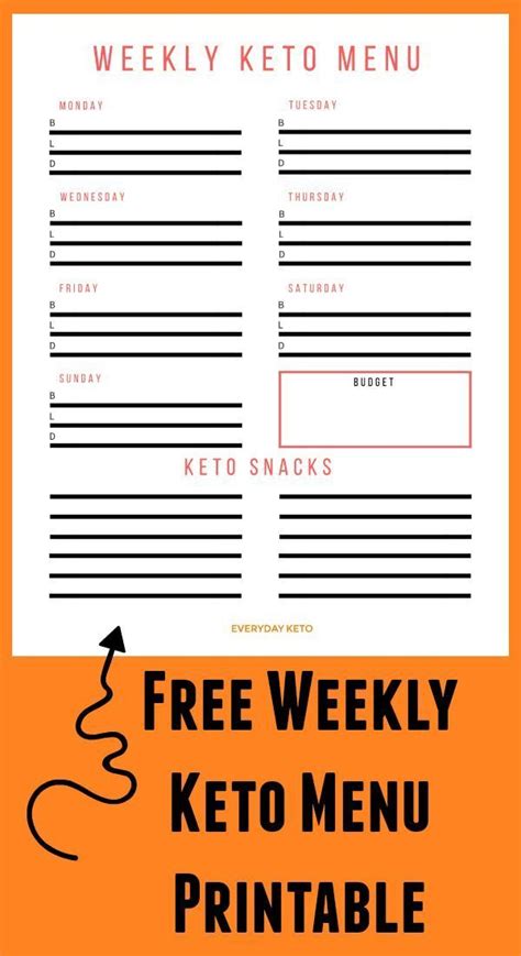 This Weekly Keto Menu Printable Can Help Keep You Organize On Your Keto Diet Keto Weekly Menu