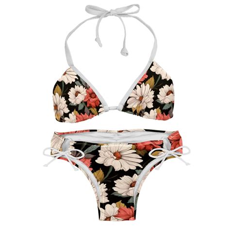 Fragmented Flowers Adjustable Strap Detachable Sponge Bikini Set Two