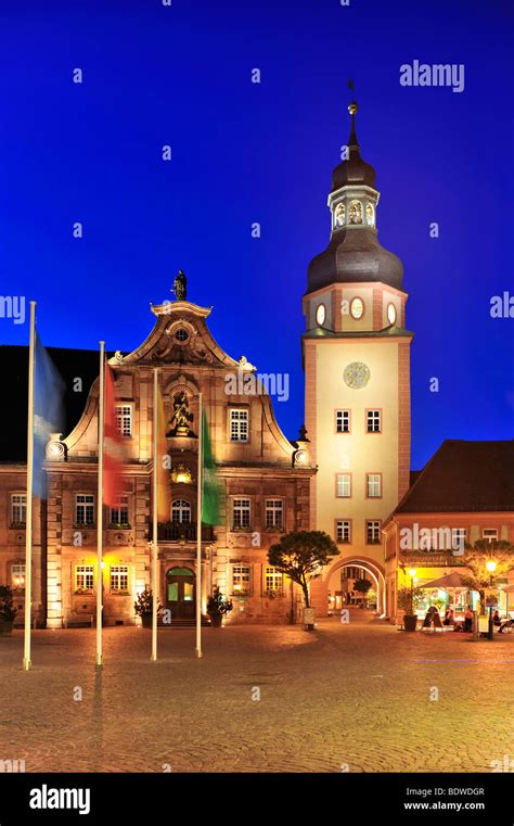 Market Square With Town Hall And Town Hall Tower Ettlingen Germany