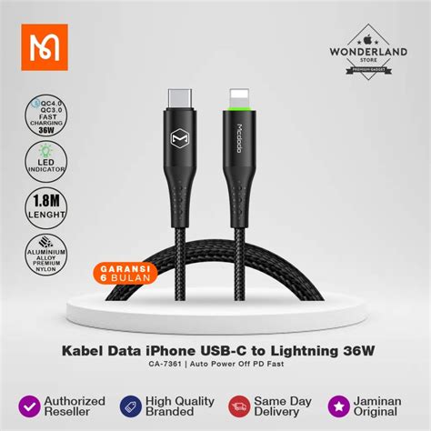 Jual Mcdodo Kabel Data Iphone Usb C To Lightning W Auto Power Off Pd