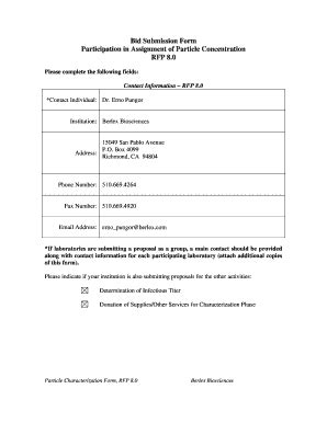 Fillable Online Isbiotech Bid Submission Form Participation In