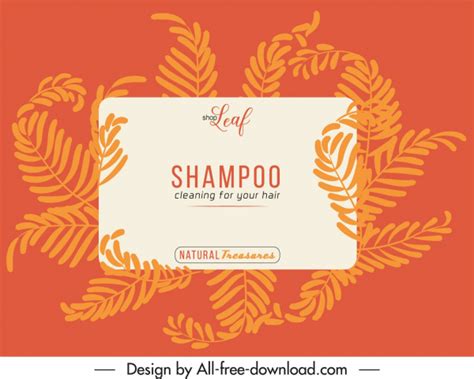 Shampoo Label Template Classic Orange Leaves Decor Vectors Graphic Art Designs In Editable Ai