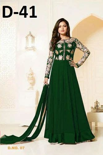 Georgette Semi Stitched Embroidered Anarkali Suit And Opera Vill