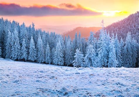 Beautiful Winter Sunrise in Mountains Stock Image - Image of evening ...