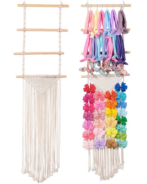 Snapklik Headband And Hair Bows Holder Macrame Bow Organizer For