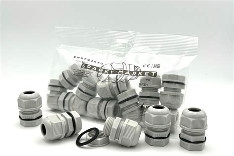 Pack Of M Grey Mm Ip Waterproof Nylon Cable Glands Locknut