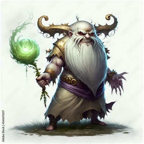 Fantasy Rpg Fat Dwarf Wizard Drawing White Background Created With