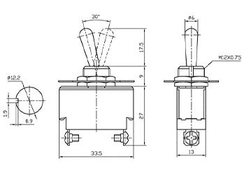 Тумблер KN3(B)-101A однополюсный, вкл/выкл с фиксацией, 250В, 10А, под ...