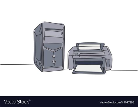 One continuous line drawing of cpu computer Vector Image