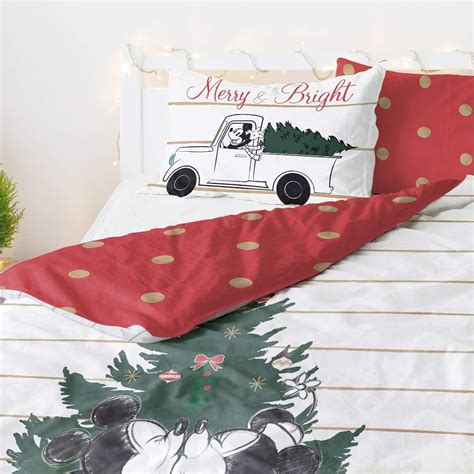 Mickey And Minnie Mistletoe Kisses Panel Single Duvet Collins Wholesale