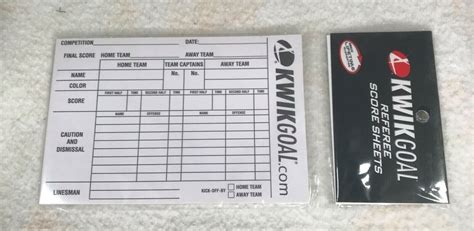 Kwik Goal Soccer Referee Wallet Score Sheets Pad Of 25 Sheets BRAND