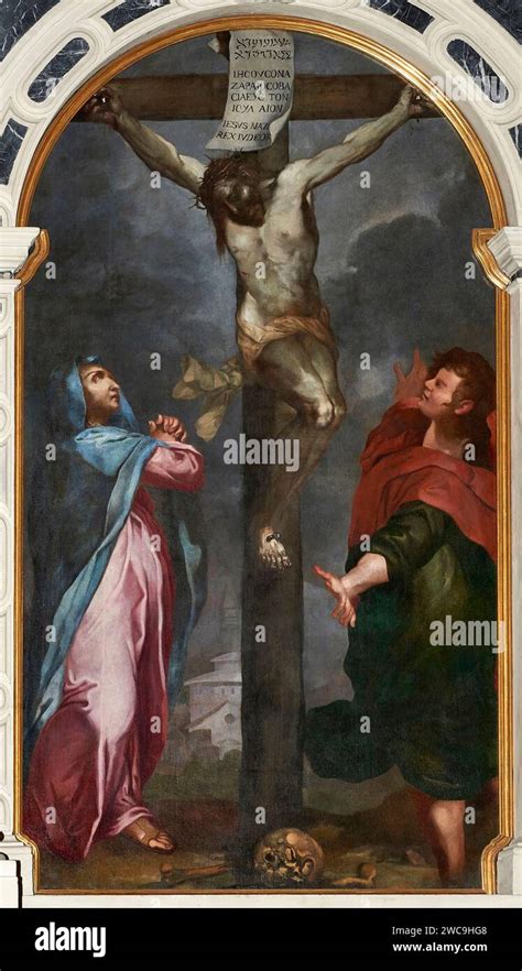 Cristo In Croce Con La Vergine E S Giovani Evangelista Olio Su Tela