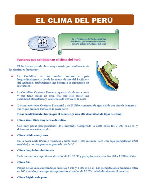 El Clima Del Perú 3ero De Primaria Pdf