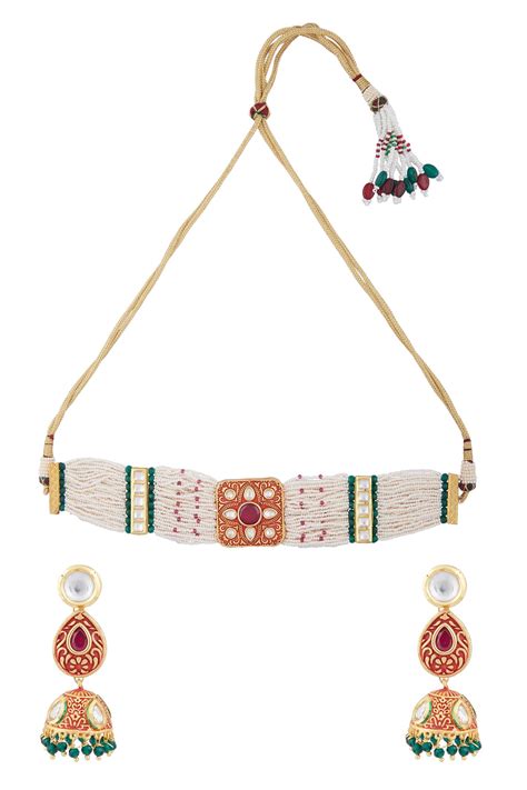 Buy Khwaab By Sanjana Lakhani Beaded Choker Jewellery Set Online Aza