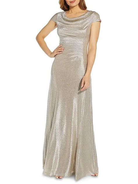 Buy Adrianna Papell Cowl Neck Formal Evening Dress Beige At 74 Off