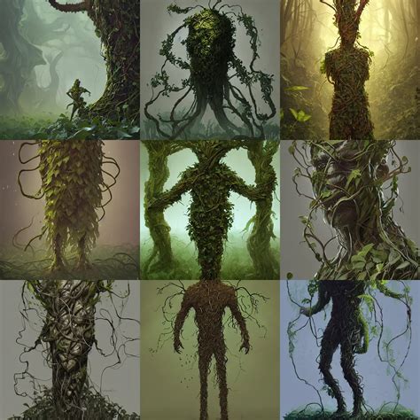 Plant Elemental Man Made Of Vines Concept Art Stable Diffusion