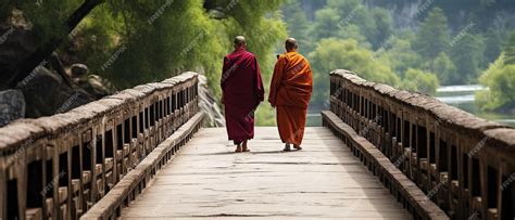 Premium Ai Image Two Buddhist Monks At Punakha Dzong