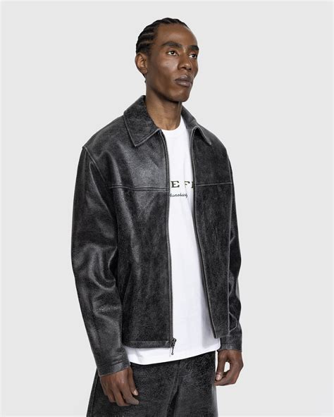 Guess Usa Crackle Leather Jacket Black Highsnobiety Shop