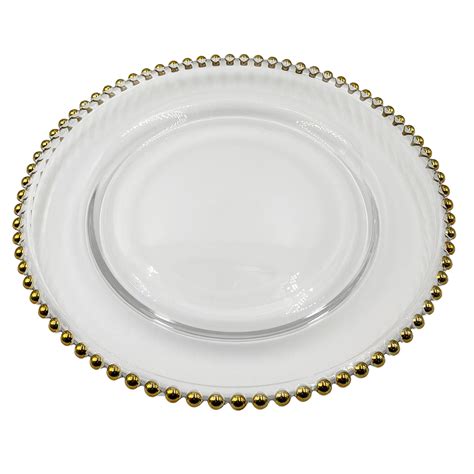 Beaded - Glass Charger Plate in Gold