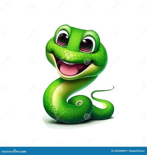 Happy Green Snake Cartoon On White Background Stock Image Image Of