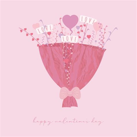 Premium Vector Happy Valentine Day T Card With Flowers Vector