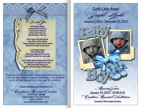 Baby Funeral Programs for Infant and Toddler Baby Death Available Now ...